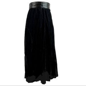 VTG 80s Gunne Sax Black Velvet Tuxedo High Waist A-Line Circle Midi Skirt Vamp